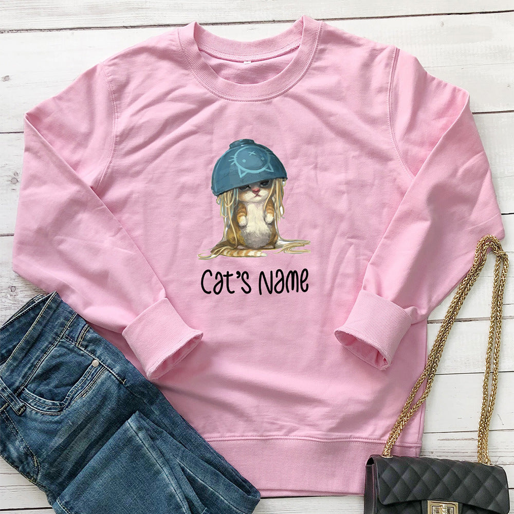 Cat Noodle Graphic Hoodie for Women | Cotton, Loose Fit