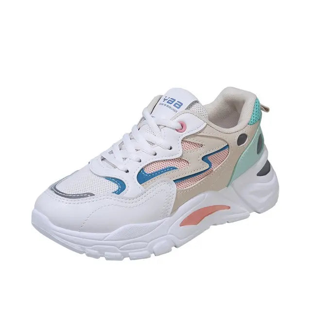 Women's Chunky Platform Sneakers | Breathable Mesh, Lace-Up