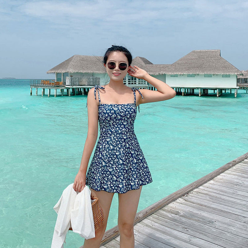 Women's Skirted One-Piece Swimsuit | Printed Beach Swimwear
