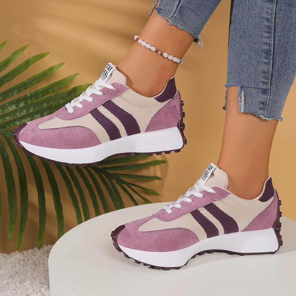Women's Chunky Sole Sneakers | Microfiber Leather, 5 Colors - Purple