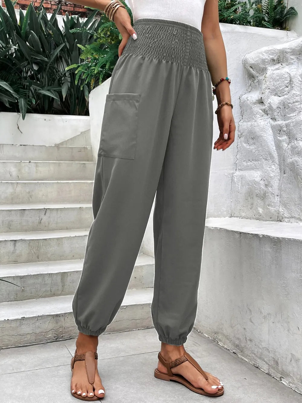 Women's Smocked High-Rise Joggers | Pockets, 3 Colors