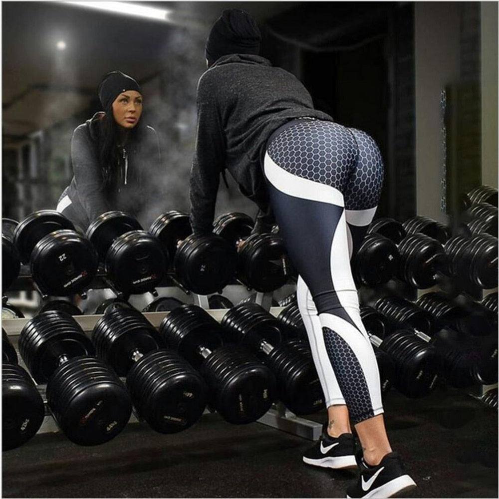 Women's Mesh Print Workout Leggings | Mid Waist, Ankle Length