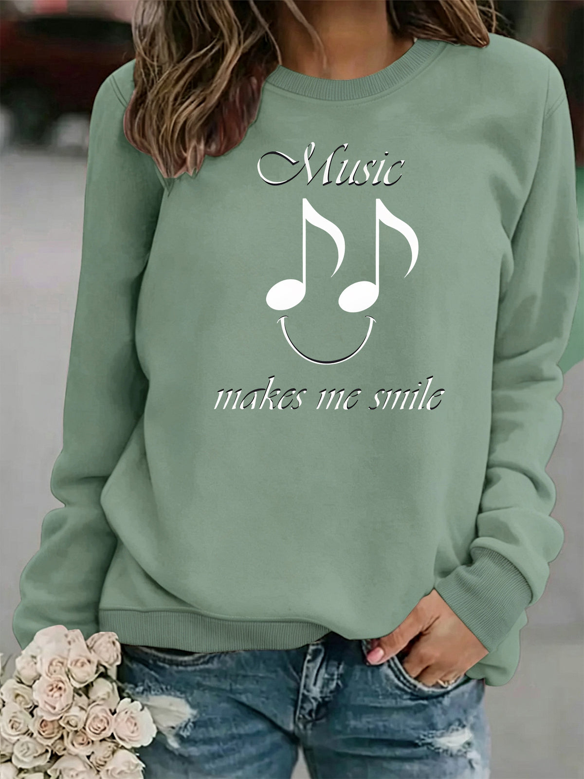 Women's Printed Fleece Hoodie | Round Neck, Loose Fit, 7 Colors - Coffee