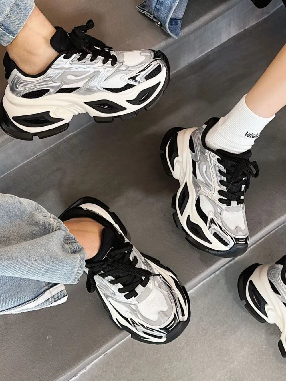 Women's Breathable Chunky Platform Sneakers | Mesh Lace-Up, 5 Colors