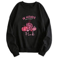 Printed Crew-Neck Hoodie | Street Style - Pink