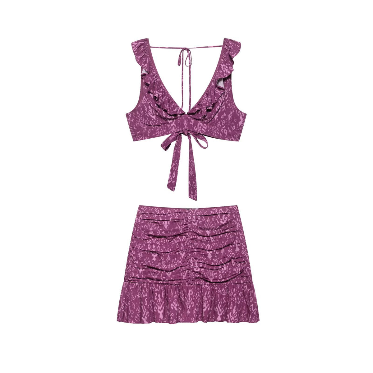 Women's Floral Camisole Top & Pleated Skirt Set | Lingerie Style