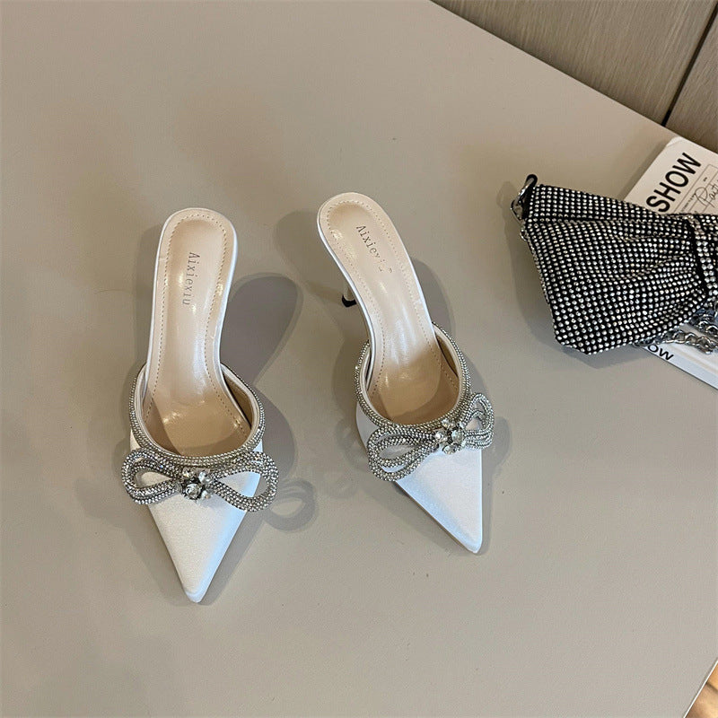 Women's Butterfly-Knot Pointed Toe Mules | 6cm Thin Heel, 3 Colors