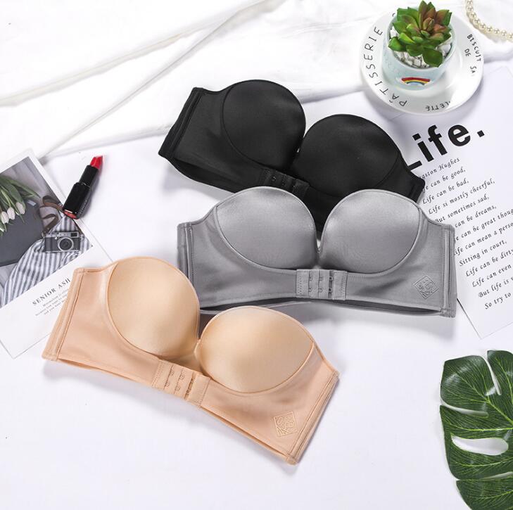 Women's Strapless Push-Up Bra | Padded Invisible Bralette, 3 Colors