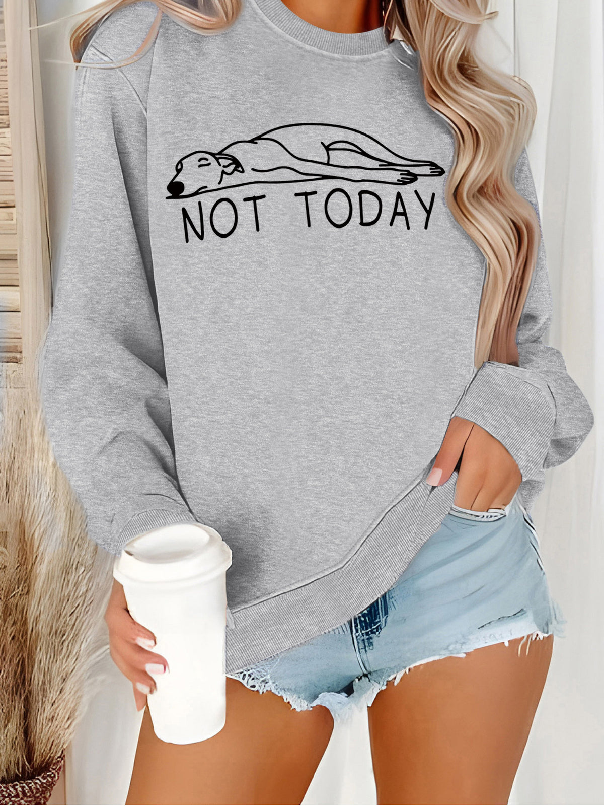 Women's Not Today Graphic Hoodie | Round Neck, 8 Colors - White