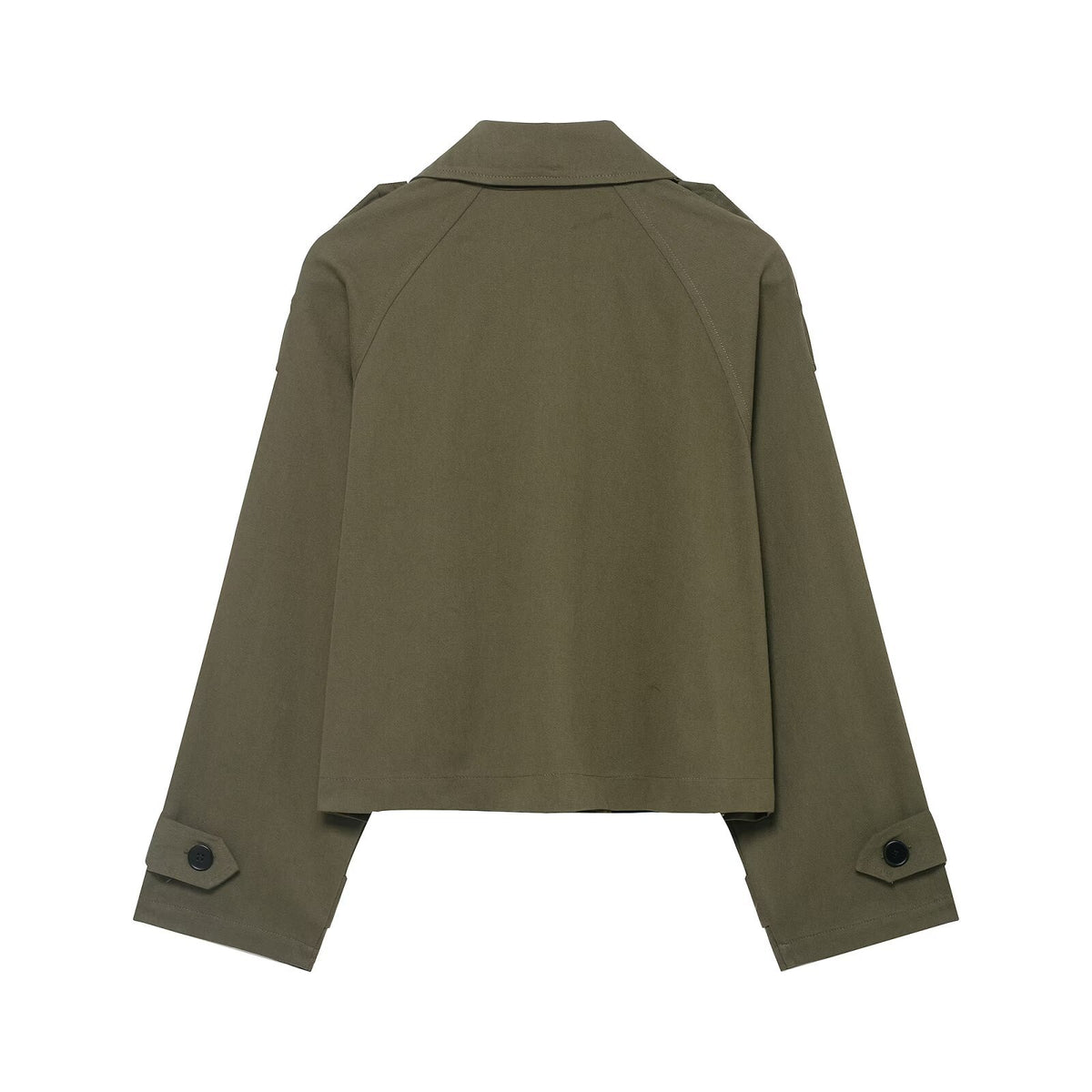 Women's Double-Breasted Cropped Windbreaker | Oversized, 2 Colors - Army Green