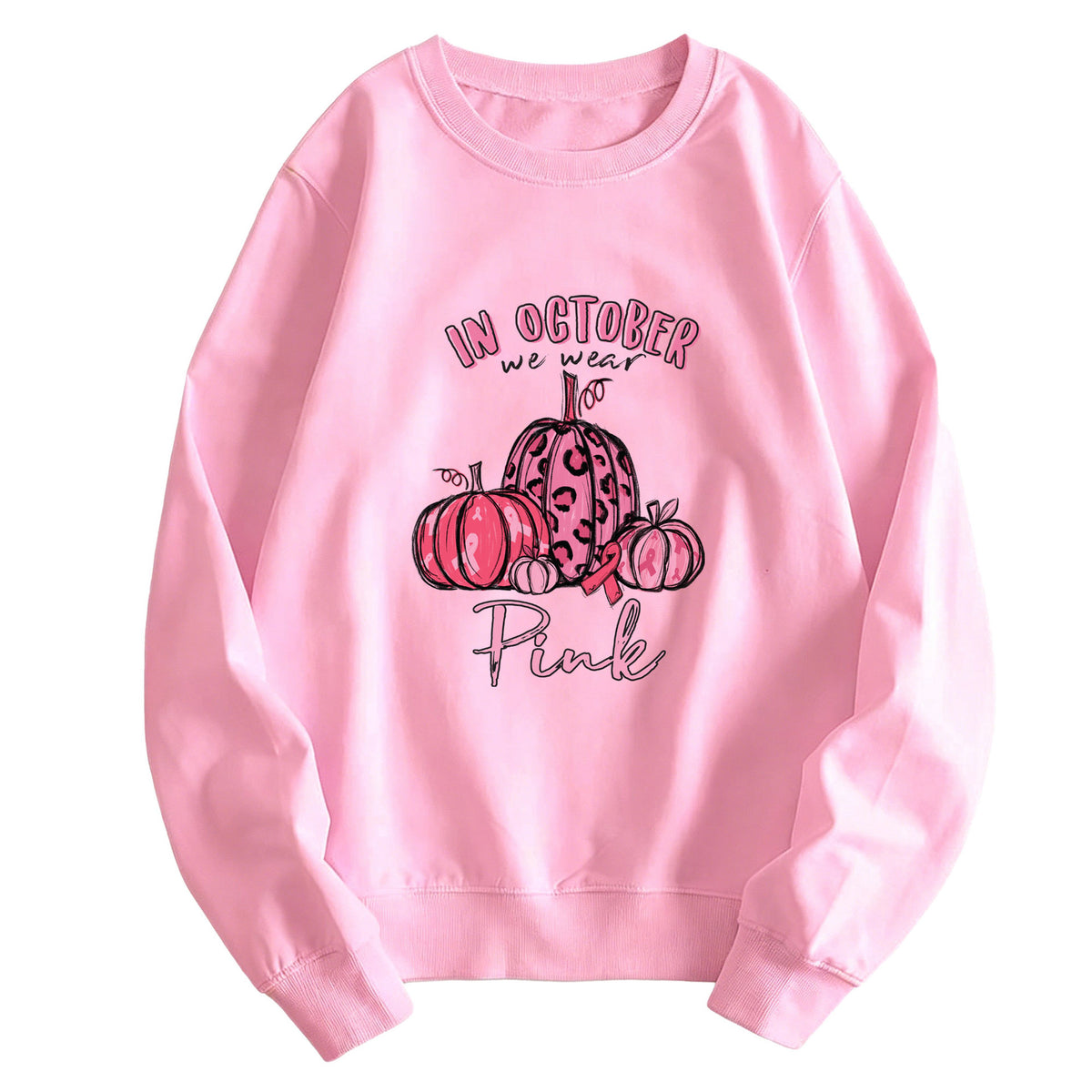 Printed Crew-Neck Hoodie | Street Style - White