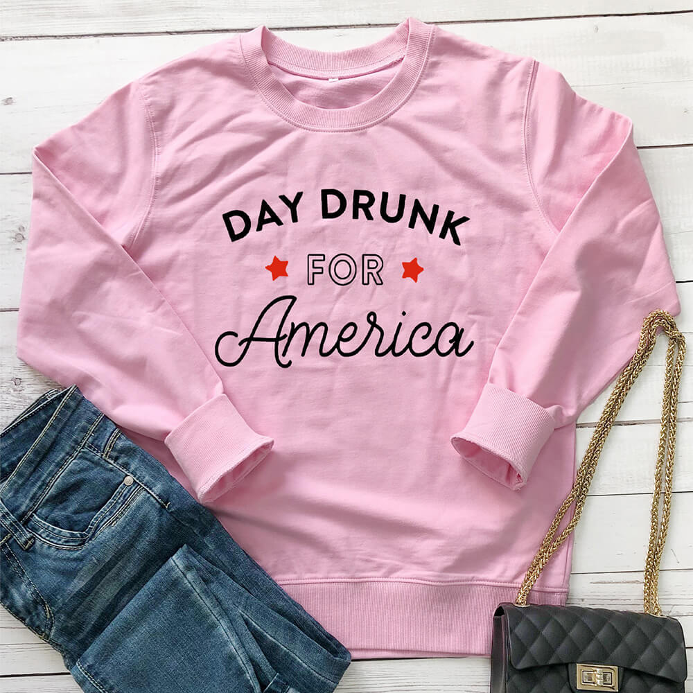 Women's Day Drunk for America Print Hoodie | Cotton, 8 Colors