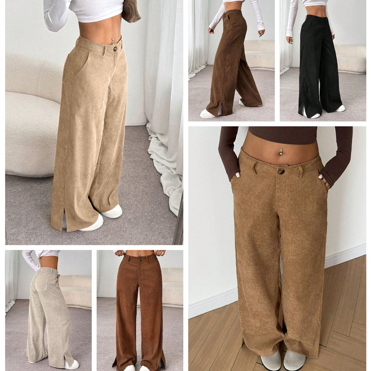 Women's Straight Wide Leg Pants | Polyester Spandex, 7 Colors