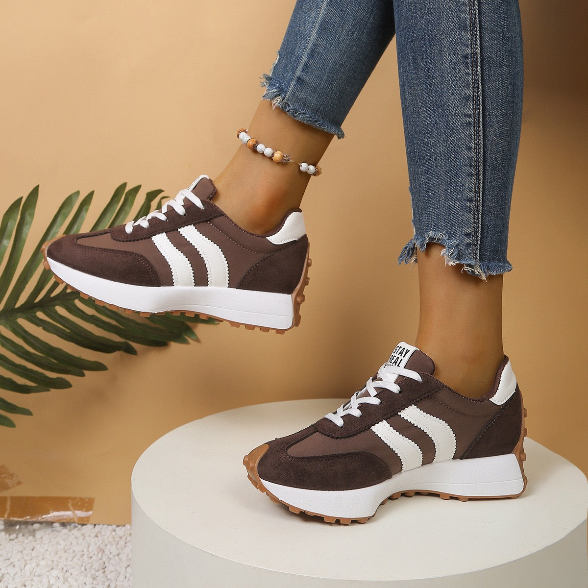 Women's Chunky Sole Sneakers | Microfiber Leather, 5 Colors - Green