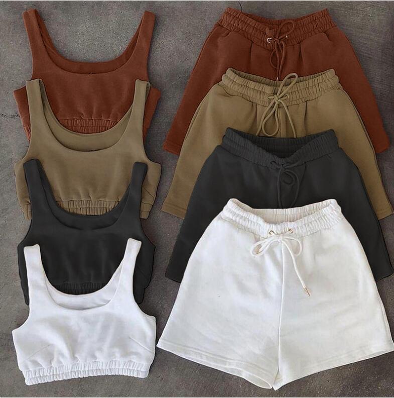 Women's Crop Top & Drawstring Shorts Set | Two-Piece Athleisure Outfit