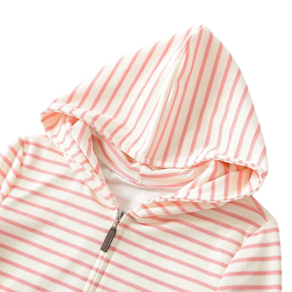 Women's Striped Hooded Jacket & Wide Leg Shorts Set | Relaxed Fit
