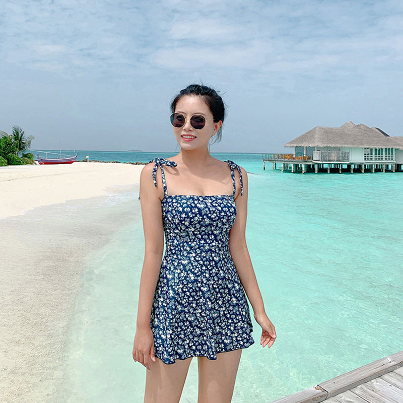 Women's Skirted One-Piece Swimsuit | Printed Beach Swimwear