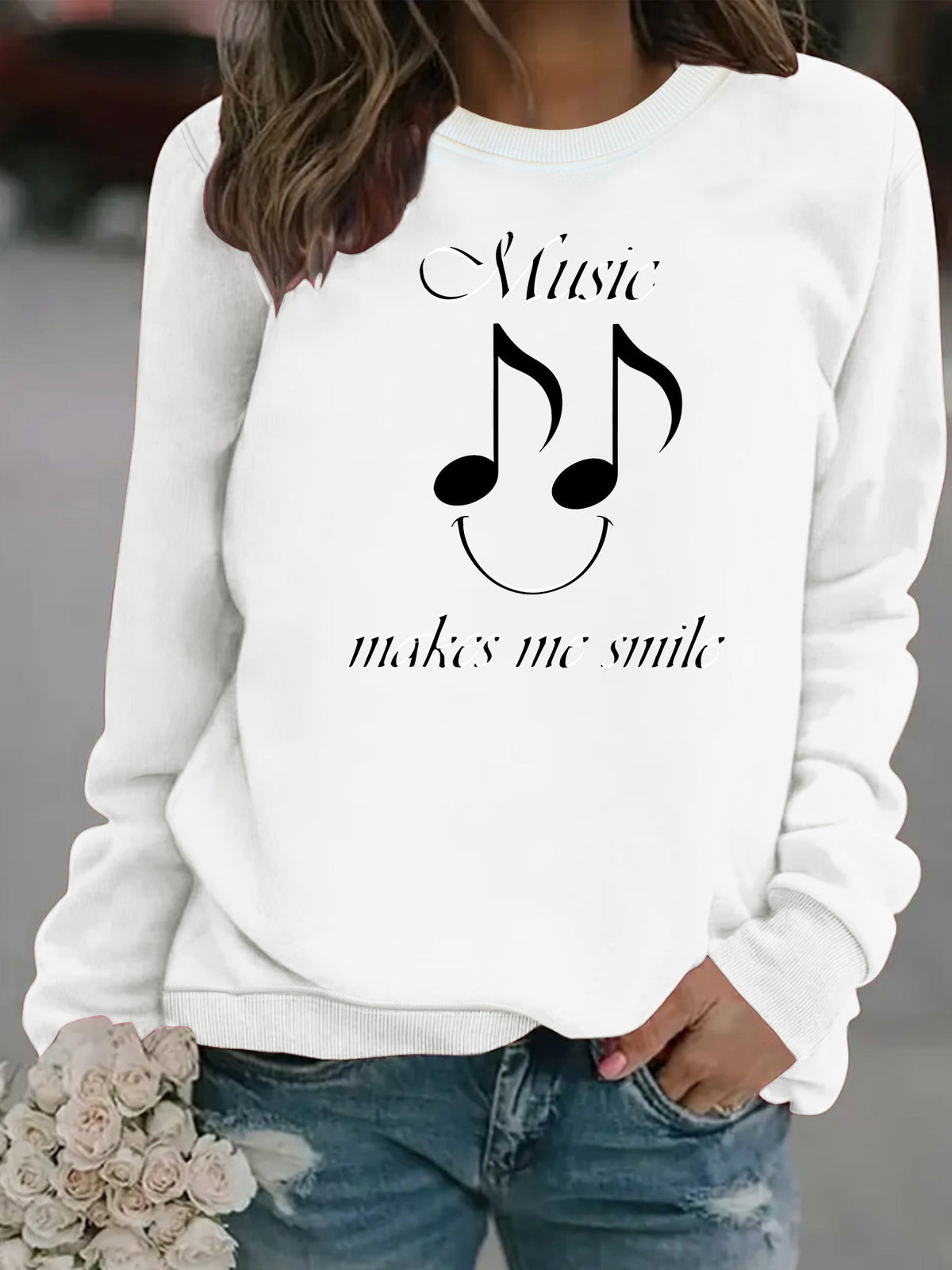 Women's Printed Fleece Hoodie | Round Neck, Loose Fit, 7 Colors - Grey