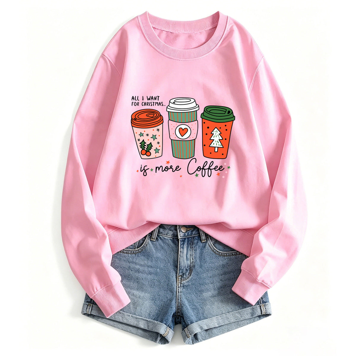 Women's Coffee Cup Print Hoodie | Cotton Blend, 10 Colors