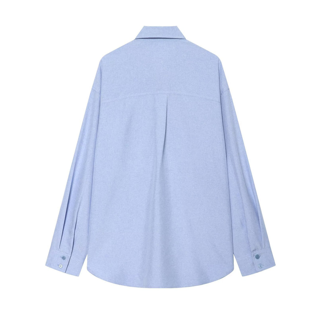 Women's Linen Button-Front Shirt | Long Sleeve, Light Blue