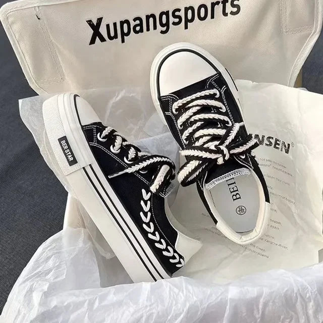 Women's Canvas Platform Sneakers | Lace-Up, Rubber Sole, 2 Styles