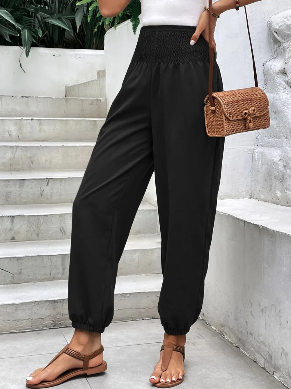 Women's Smocked High-Rise Joggers | Pockets, 3 Colors