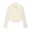 Women's One-Button Suit Jacket | Stand Collar, Beige
