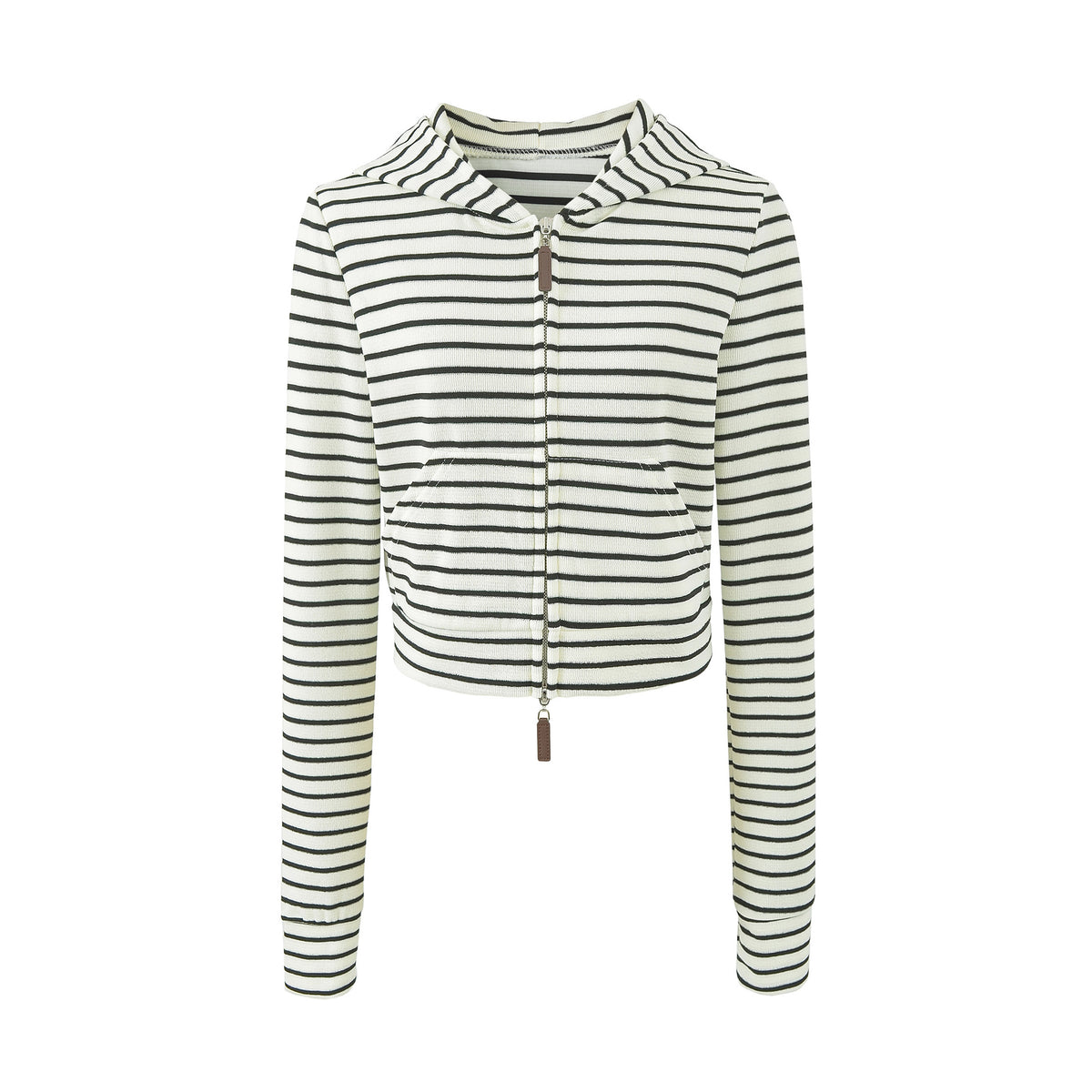 Women's Striped Hooded Jacket & Wide Leg Shorts Set | Relaxed Fit