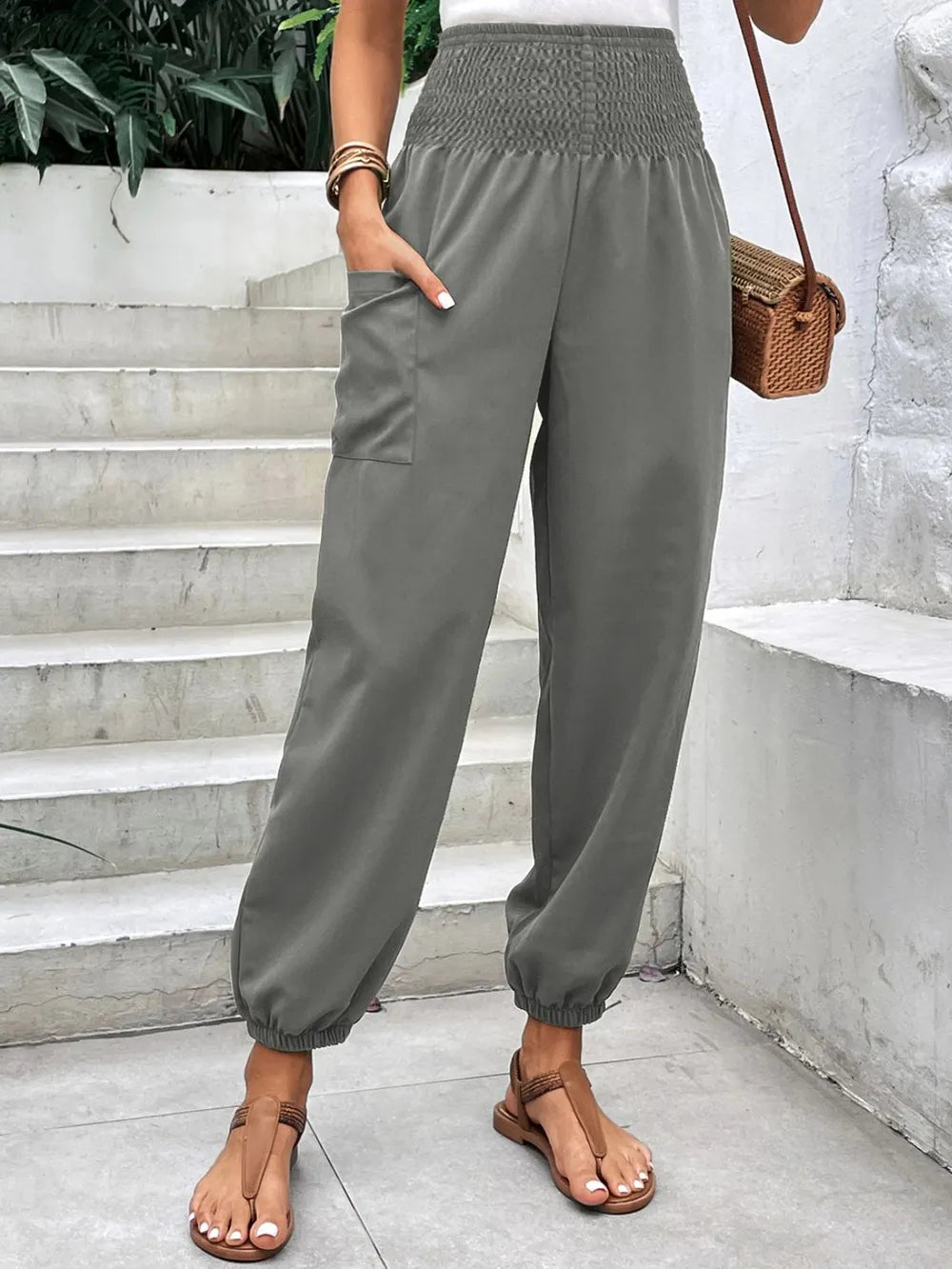 Women's Smocked High-Rise Joggers | Pockets, 3 Colors