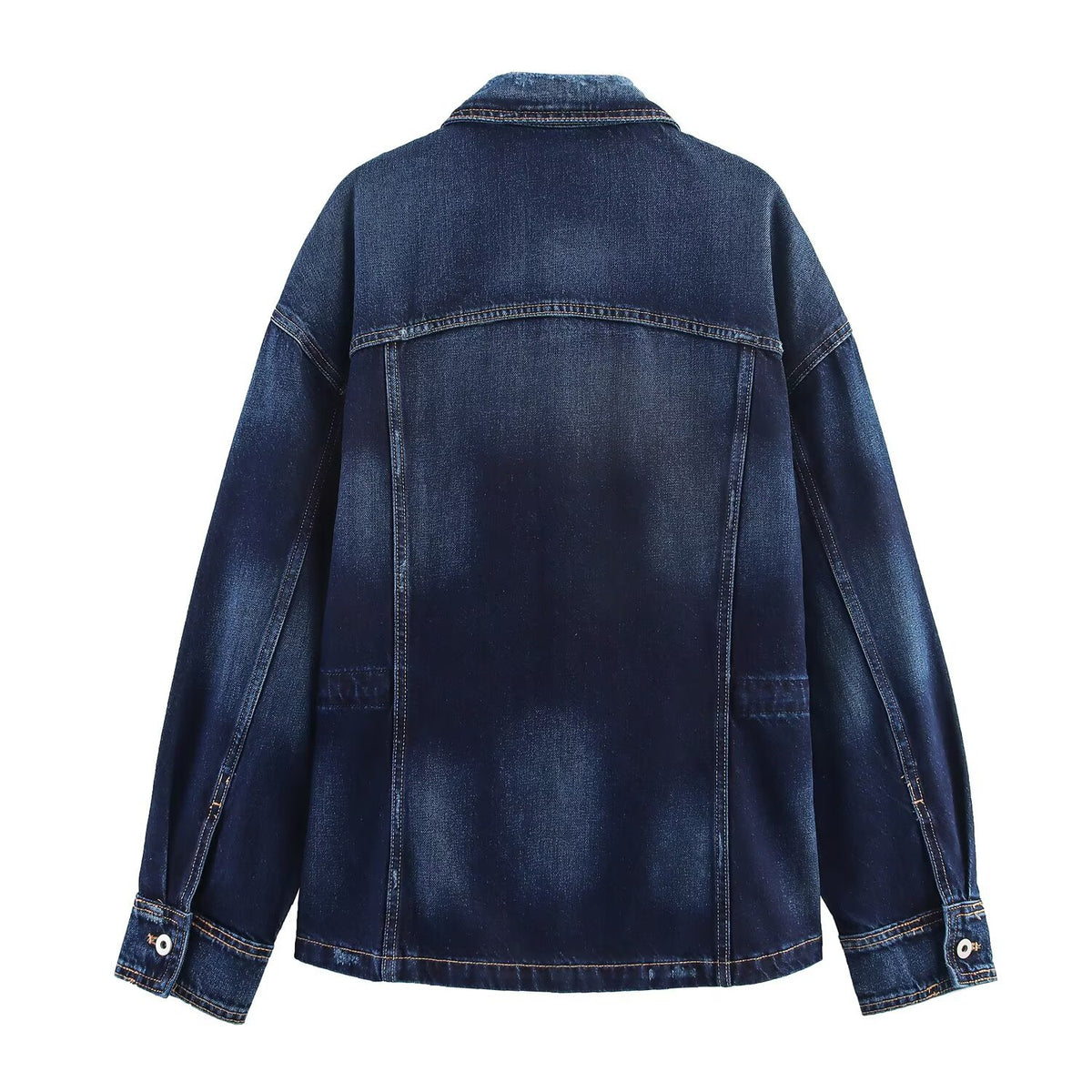 Women's Blue Denim Jacket | Button Front, Long Sleeve