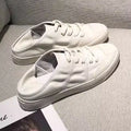 Women's White Lace-Up Sneakers | Sheepskin, Round Toe