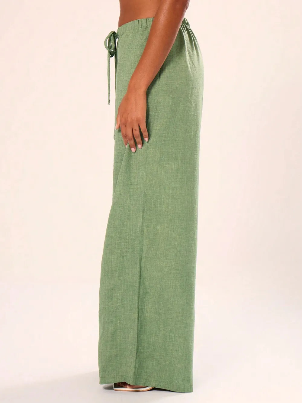 Women's Drawstring Wide Leg Pants | Pockets, 4 Colors - Black