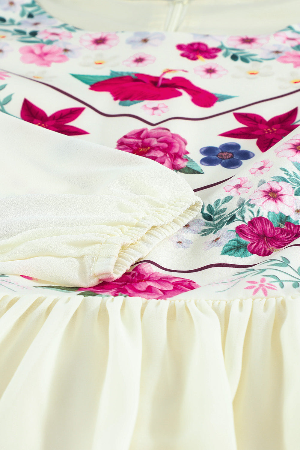 Women's White Floral Mesh Dress | Long-Sleeve, Fully Lined