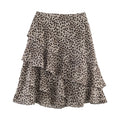 Women's Leopard Print Tiered Chiffon Mini Skirt