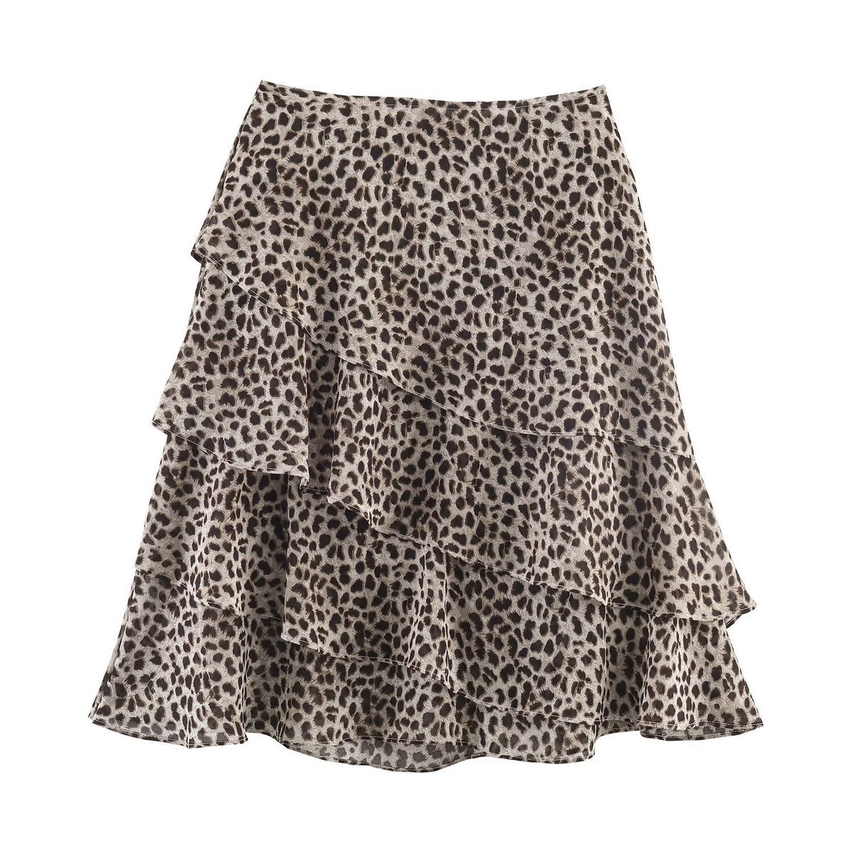 Women's Leopard Print Tiered Chiffon Mini Skirt
