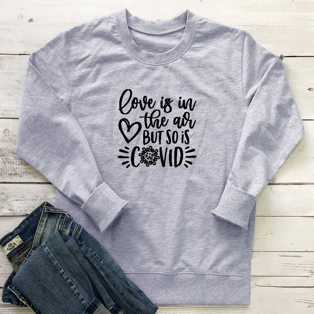 Women's Letter Print Round Neck Hoodie | Cotton Pullover, 7 Colors