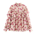 Women's Printed Layered-Look Polo Shirt | Long Sleeve, Polyester