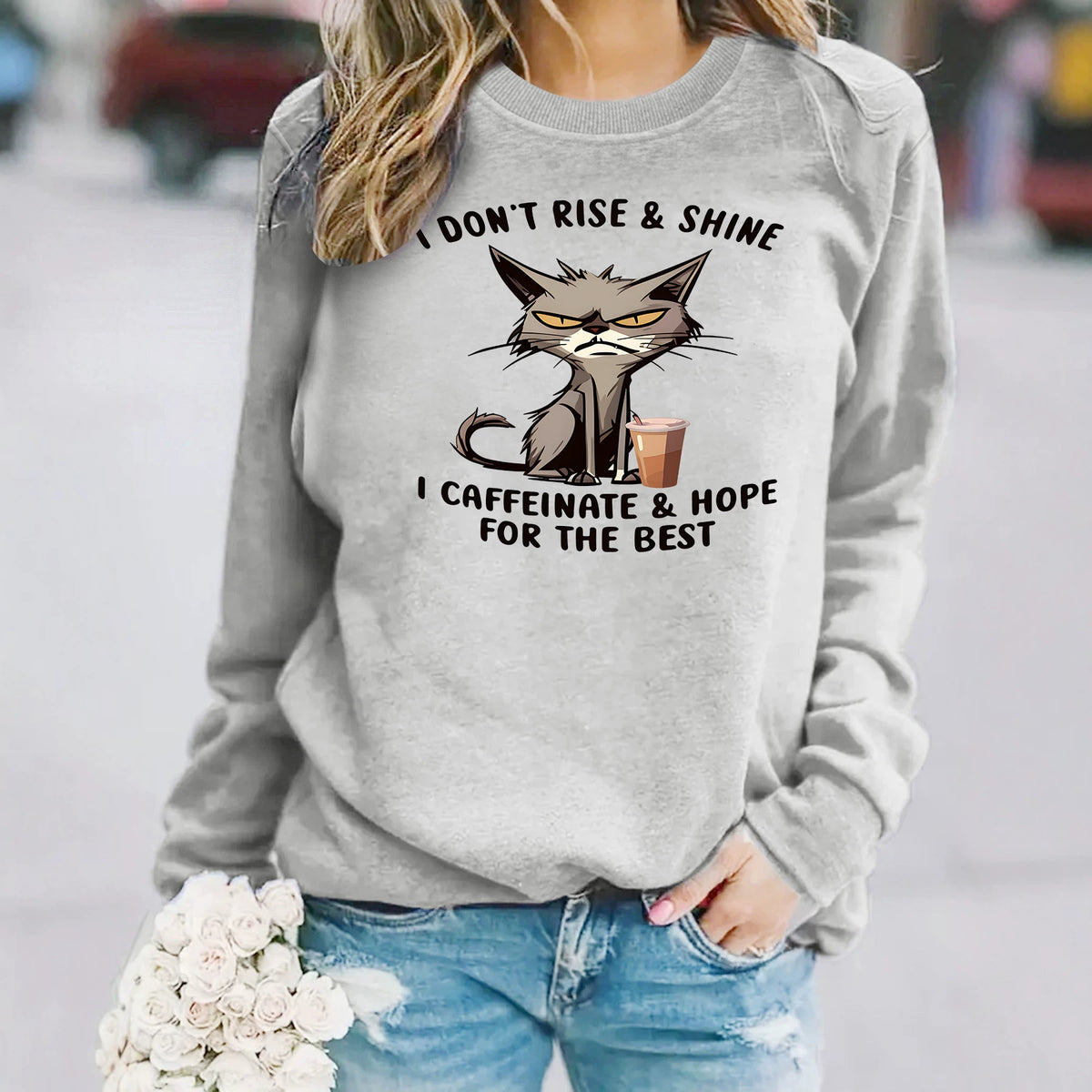 Loose Round-Neck Long-Sleeve Hoodie | 7 Colors - White
