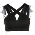Women's Halter Strappy Yoga Sports Bra | Polyester, Black