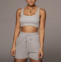 Women's Crop Top & Drawstring Shorts Set | Two-Piece Athleisure Outfit