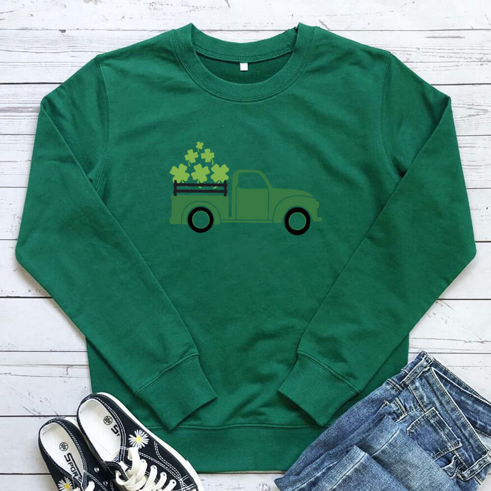 Clover Truck Graphic Hoodie for Women | Cotton, Loose Fit
