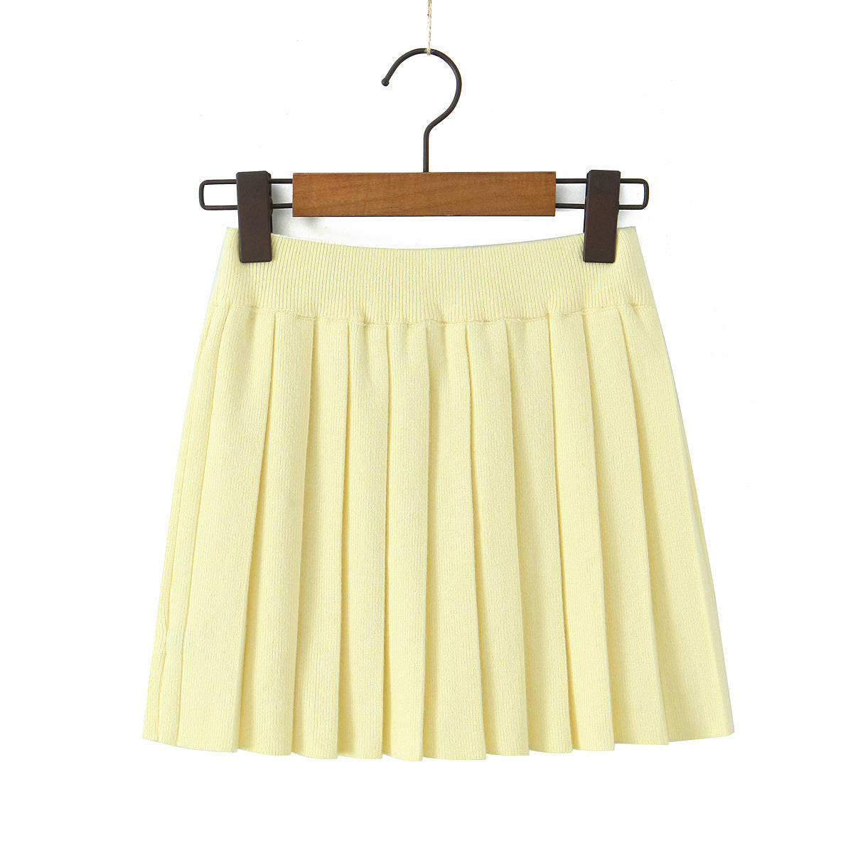 Women's Pleated Knit Short Skirt | Black, Gray or Yellow