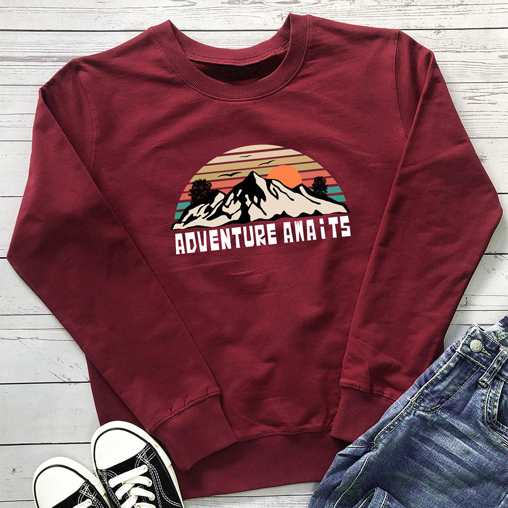 "Adventure Awaits" Graphic Hoodie for Women | Cotton, Loose Fit