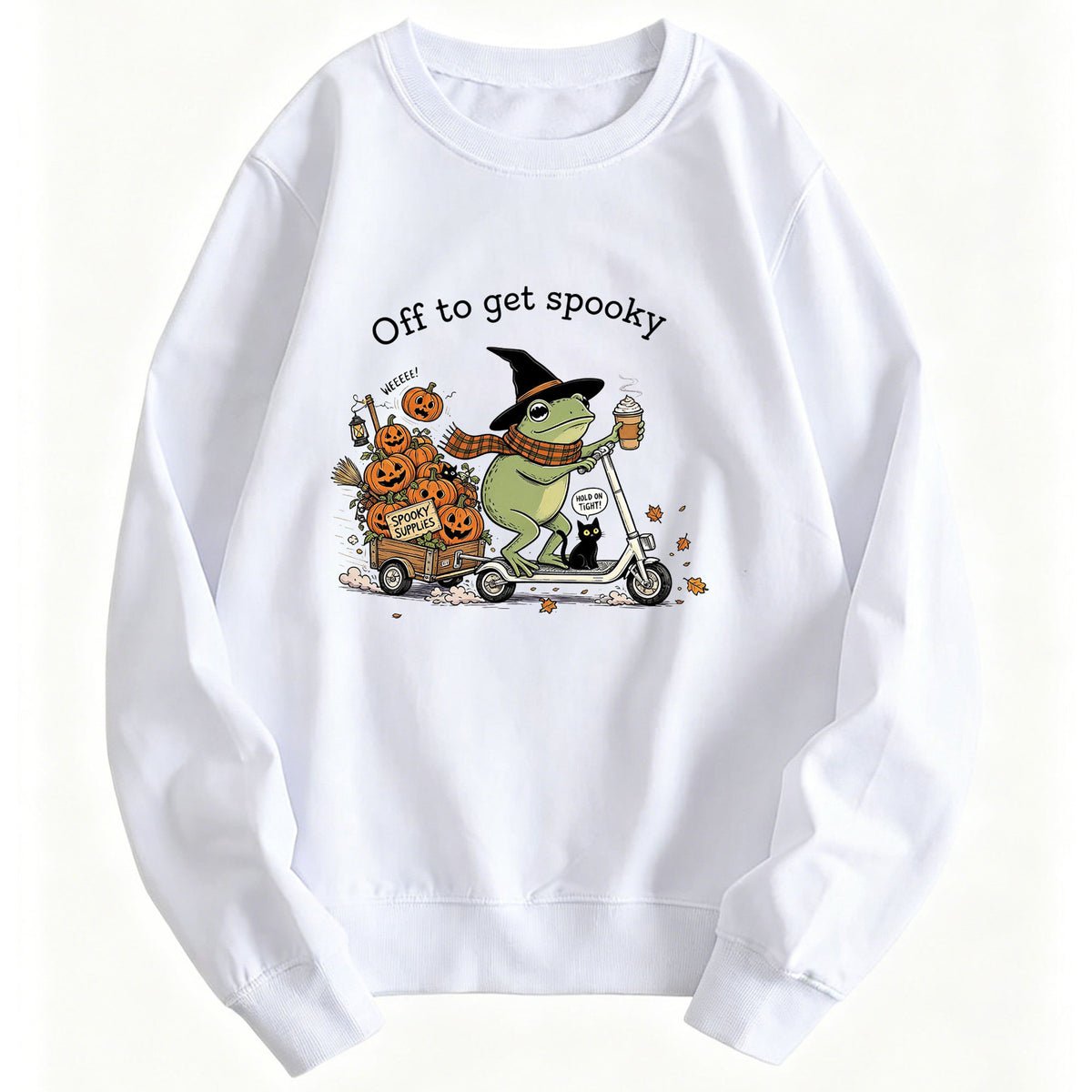 "Off to Get Spooky" Graphic Hoodie | Cotton Blend - Apricot