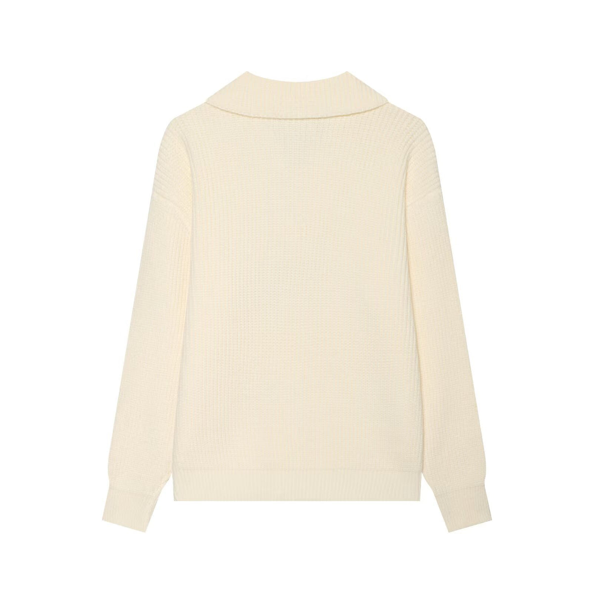 Women's Lapel Knit Sweater Jacket | Black Buttons, Beige & Orange - Beige