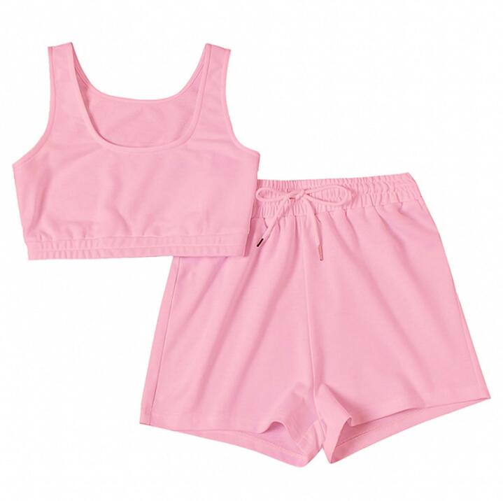 Women's Crop Top & Drawstring Shorts Set | Two-Piece Athleisure Outfit