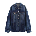 Women's Blue Denim Jacket | Button Front, Long Sleeve