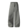 Women's Straight Wide Leg Pants | Polyester, Gray or Black