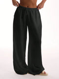Women's Drawstring Wide Leg Pants | Pockets, 4 Colors - White