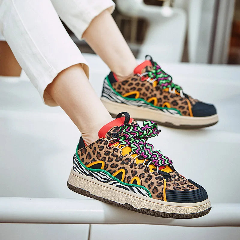 Women's Cow Suede Platform Sneakers | Leopard & 3 Colors